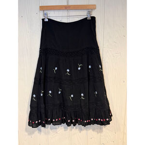 Women's DIMRI Black Embroidered A-Line Skirt S